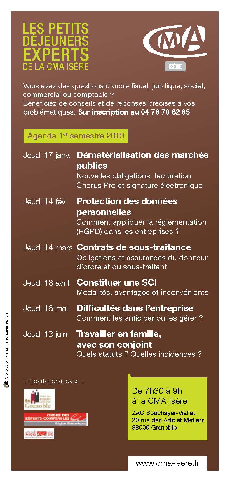 Les petits-déjeuners expert de la CMA  – 17 janvier 2019 – Dématérialisation des marchés publics